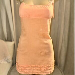 Juicy Couture VTG Y2K Peach Cotton Mini Dress XS | Ruffle Hem Babydoll Coquette